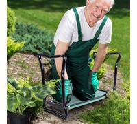 Outsunny 2 In1 Folding Garden Kneeler Foam Chair Pad Support Bench - 58L x 28W x 49Hcm - Dark Green - Steel,EVA