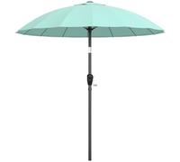 Outsunny 2 m Shanghai Garden Parasol Umbrella with 16 Fibreglass Ribs, Outdoor Parasol Sun Shade with Crank & Tilt, UV Protection, Turquoise