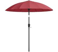 Outsunny 2 m Shanghai Garden Parasol Umbrella with 16 Fibreglass Ribs, Outdoor Parasol Sun Shade with Crank & Tilt, UV Protection, Wine Red