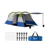 Outsunny 2-3 Man Camping Tunnel Tent with Bedroom and Living Room, Green