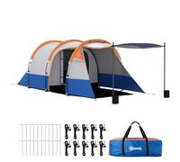 Outsunny 2-3 Man Camping Tunnel Tent - Orange, Orange