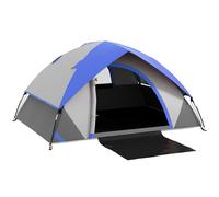 Outsunny 2 Man Camping Tent w/ Sewn-in Groundsheet - 3000mm Waterproof - Grey and Dark Blue | TJ Hughes