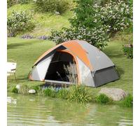 Outsunny Camping Tent 2 Man Dome Tent 3000mm Waterproof Grey and Orange