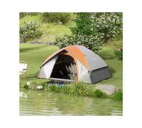 Outsunny 2 Man Camping Tent w/ Sewn-in Groundsheet, 3000mm Waterproof, Orange