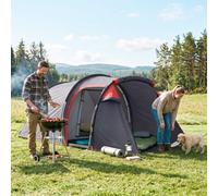 Outsunny 3 Man Camping Tent w/ 2 Rooms Porch Vents Rainfly Weather-Resistant
