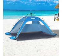OUTSUNNY 2 Man Pop-up Beach Tent Sun Shade Shelter Hut w/ Windows Doors Hook in Blue Outsunny Blue