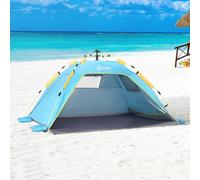 Outsunny 2 Man Pop-up Beach Tent Sun Shade Shelter Hut w/ Windows Door Blue