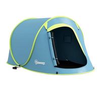 Outsunny 2 Man Pop up Tent, Camping Tent, 2000mm Waterproof with Portable Carry Bag for Fishing Hiking Backpacking, Blue