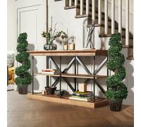 Outsunny 2 Pack Artificial Boxwood Spiral Tree Decorative Plant w/ Pot