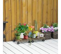 Outsunny 2 Pack Plant Caddy with Wheels, Square Wooden Plant Pot Trolley