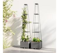 Outsunny 2 Pack Raised Garden Bed With Trellis And Removable Drainage Tray