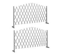 Outsunny 2 Pack Wooden Expanding Fence Panels, 180 x 30 x 103cm, Dark Grey