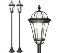 Outsunny 2 PCS 1.3M Garden Solar Lamp Post Lights Solar Powered LED Lantern Patio Pathway Walkway Outdoor Water-Resist Auto Switch 6 Hours Black