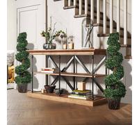Outsunny Set of 2 Artificial Trees, Artificial Boxwood Spiral Topiary Trees Potted Decorative Plant Indoor Décor 120cm