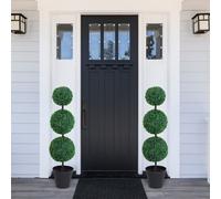 Outsunny 2 PCS Artificial Boxwood Three Balls Tree Decorative - Green - 112 - 2