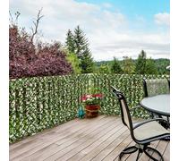 Outsunny 2pc Expanding Garden Trellis, 2 x 1m Faux Decorative Privacy Fence with Artificial Leaves, Privacy Screen Greenery Walls for Garden Balcony, Eucalyptus Leaves