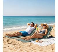 Outsunny 2 Pcs Foldable Sun Loungers, Beach Lounger with Adjustable Back - 154 x 57 x 52 cm - 2 - Steel, 600D Oxford Fabric