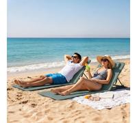 Outsunny 2 Pcs Foldable Sun Loungers, Beach Lounger With Adjustable Back