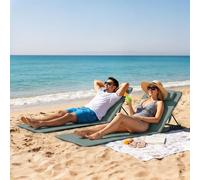 Outsunny 2 Pcs Foldable Sun Loungers, Beach Lounger with Adjustable Back - 154 x 57 x 52 cm - 2 - Steel, 600D Oxford Fabric