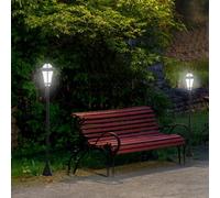 2 PCS LED Garden Lights Lamp Post Solar Powered Lantern black