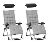 Outsunny 2 Pcs Reclining Zero Gravity Chair Folding Lounger Cushion In Light Grey Light Grey