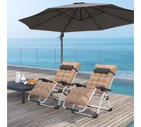 OUTSUNNY 2 PCS Reclining Zero Gravity Chair Folding Lounger Cushion Khaki | Size: 2 Pack Outsunny Khaki 2 Pack