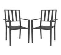 Outsunny 2 PCs Stackable Metal Garden Chairs, Black - Stylish & Sturdy Outdoor S