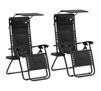 2 Pcs Zero Gravity Lounger Chair, Folding Reclining Chair, Black Outsunny Jet Black One Size