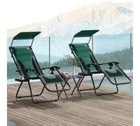 Outsunny 2 Pcs Zero Gravity Lounger Chair, Folding Reclining Chair, Green