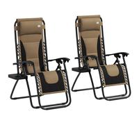 Outsunny 2 Pcs Zero Gravity Lounger Folding Recliner Chair w/ Cup Holder