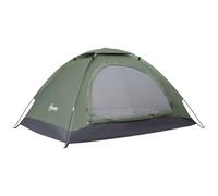 Outsunny 2 Person Camping Tent, Camouflage Tent with Zipped Doors, Storage Pocket, Portable Handy Bag, Dark Green Aosom UK