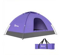 Outsunny 2 Person Camping Tent, Dome Tent with Zipped Doors, Storage Pocket, Portable Handy Bag, Light Purple