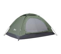 Outsunny 2 Person Camping Tent, Dome Tent with Zipped Doors, Storage Pocket, Portable Handy Bag, Multicoloured Dark Green