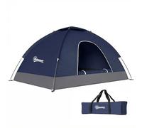 Outsunny 2 Person Camping Tent, Dome Tent with Zipped Doors, Storage Pocket, Portable Handy Bag, Navy Blue