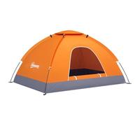 Outsunny 2 Person Camping Tent, Dome Tent with Zipped Doors, Storage Pocket, Portable Handy Bag, Orange