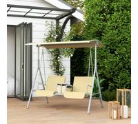 Outsunny 2 Person Covered Patio Swing with Pivot Table & Storage Console Beige - Beige - 1 - Swing Chair