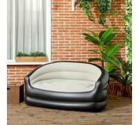 Outsunny 2 Person Inflatable Sofa Couch, Inflatable Chair with Soft Plush Fabric, for Camping, Gaming, Reading and Movie Watching, Grey Grey