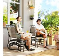 Outsunny 2-Person Outdoor Glider Rocker Chair with Center Table for Backyard