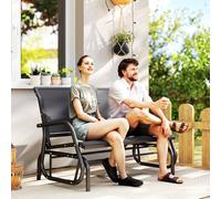 OUTSUNNY 2-Person Patio Glider Bench Gliding Chair Loveseat w/ Armrest in Grey Outsunny Grey