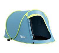 Outsunny 2-Person Pop-Up Camping Tent, 2000mm Waterproof, Blue - Easy Assembly &
