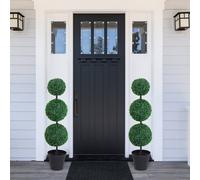 OUTSUNNY 2 Piece Artificial Boxwood Three Balls Tree Decorative Plant Leaves in Green Outsunny Green