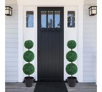 OUTSUNNY 2 Piece Artificial Boxwood Three Balls Tree Decorative Plant Leaves in Green Outsunny Green