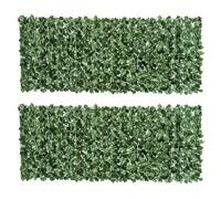 Outsunny 2-Piece Artificial Leaf Hedge Screen Panel 2.4M x 1M Dark Green