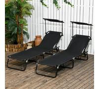 OutSunny Set of 2 Sun Loungers 1,900 x 560 x 280 mm Black Outdoor