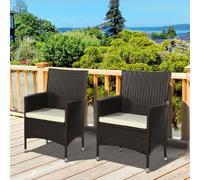 Outsunny 2-Piece Outdoor Rattan Armchair Set - Deep Coffee, Galvanised Frame, 5cm Cushions, 120kg Load, 861-004