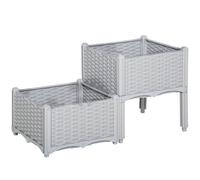 Outsunny 2 Piece Raised Garden Bed with Legs Self-Watering Planter Box Raised Bed to Grow Flowers Herbs & Vegetables Gray