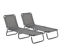 OutSunny Set of 2 Sun Loungers 1,900 x 560 x 280 mm Grey Outdoor