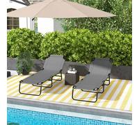 OutSunny Set of 2 Sun Loungers 1,900 x 560 x 280 mm Grey Outdoor