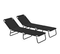 Outsunny 2 Piece Reclining Chaise Lounge with Adjustable Backrest, Black