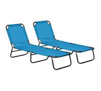 Outsunny 2 Piece Reclining Chaise Lounge With Adjustable Backrest, Sky Blue Blue